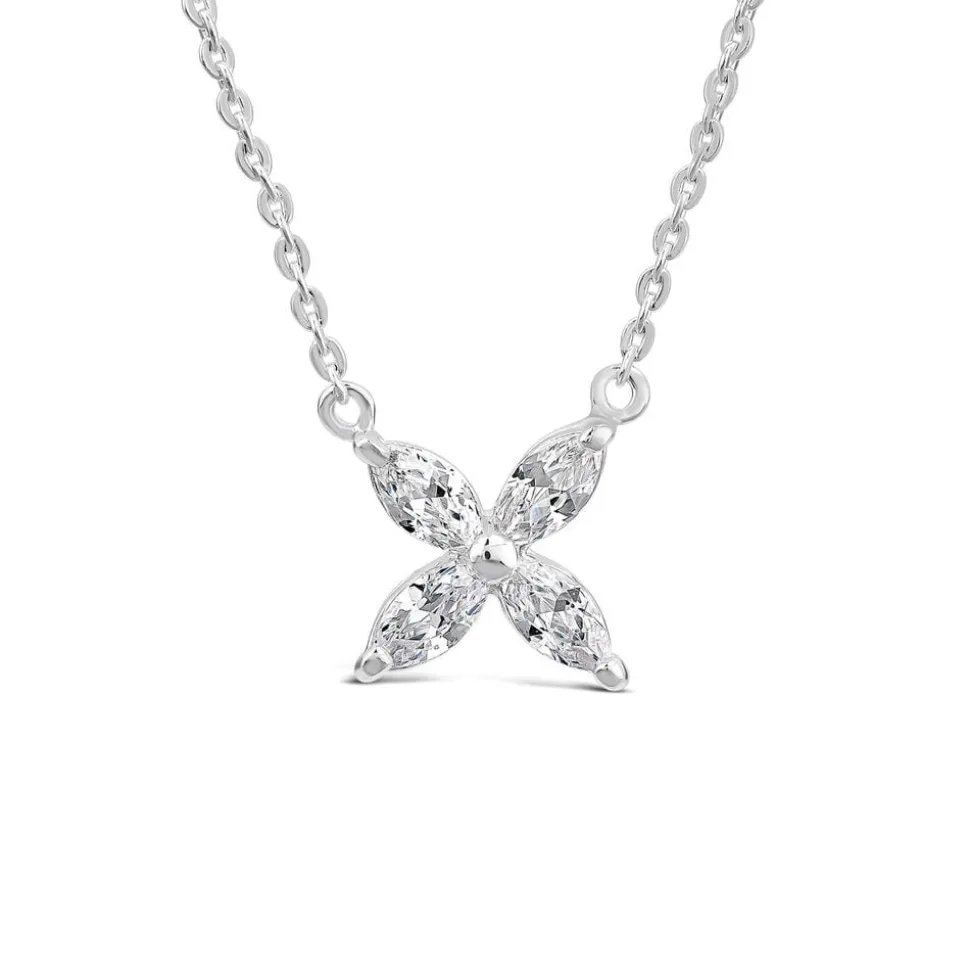 Sterling Silver Cubic Zirconia Kiss Pendant Hammock Necklet