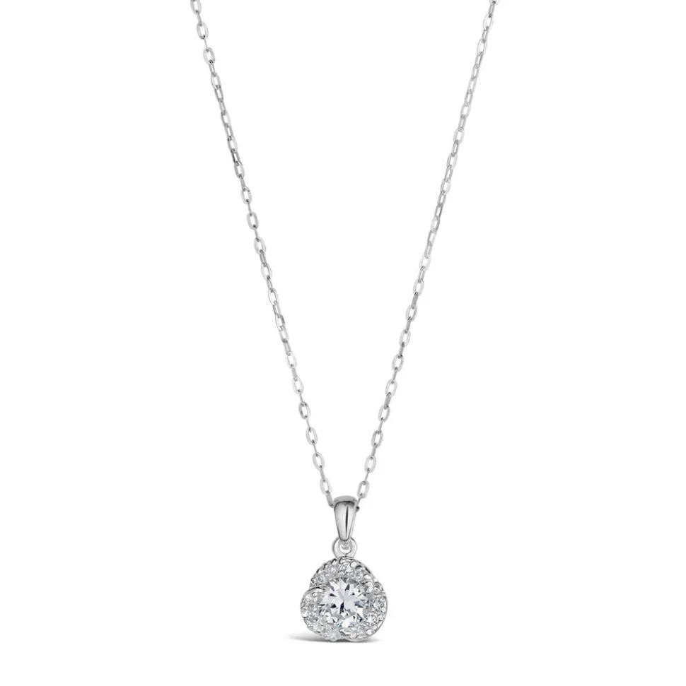 Sterling Silver Cubic Zirconia Pav Knot Pendant (Chain Included)