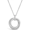 Sterling Silver Cubic Zirconia Polished Triple Circle Pendant (Chain Included)