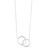 Sterling Silver Cubic Zirconia Hexagon & Circle Interlock Necklet