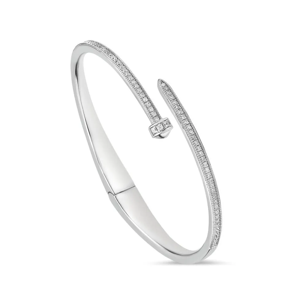 Sterling Silver Cubic Zirconia Open Nail Bangle