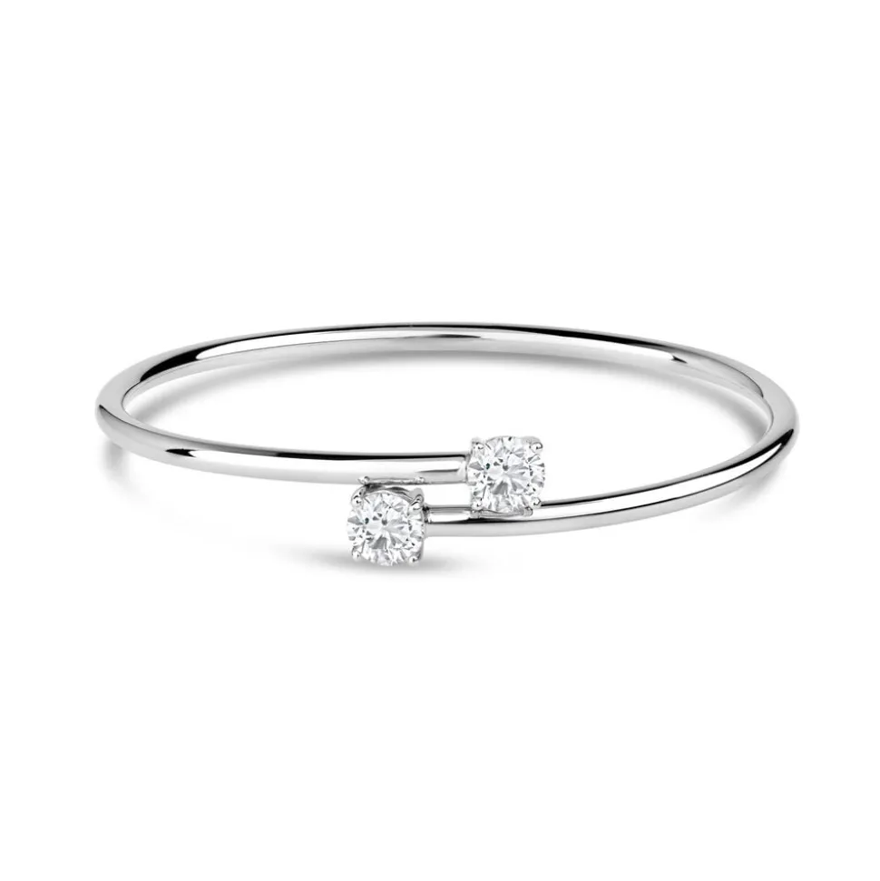Sterling Silver Cubic Zirconia Twist Bangle