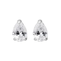 Sterling Silver Cubic Zirconia Pear Cut Stud Earrings