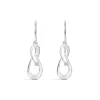 Sterling Silver Cubic Zirconia Double Leaf Shaped Drop Earrings