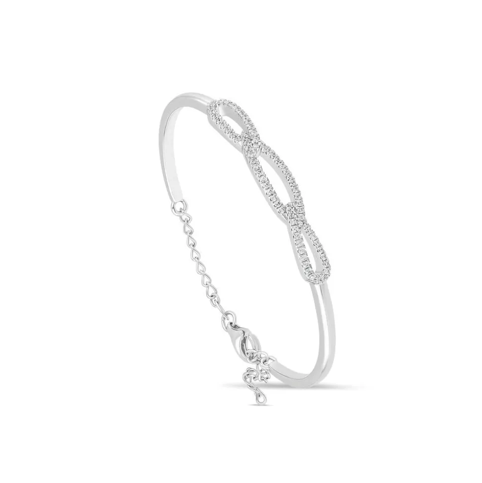 Sterling Silver Cubic Zirconia 3 Loop Bangle