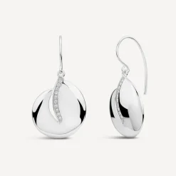 Sterling Silver Cubic Zirconia Open Double Loop Drop Earrings