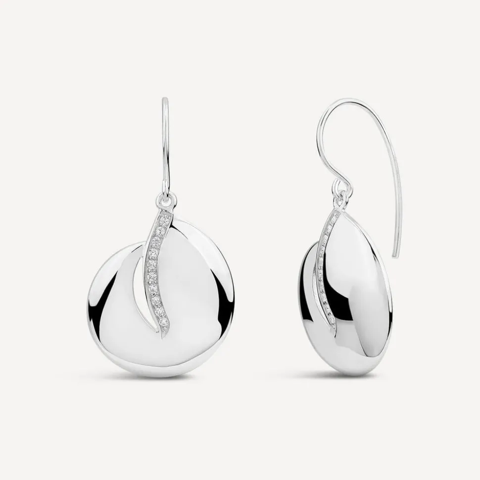 Sterling Silver Cubic Zirconia Open Double Loop Drop Earrings