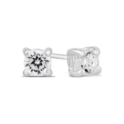 Sterling Silver Cubic Zirconia Children's Claw Stud Earrings
