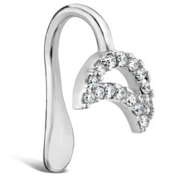 Sterling Silver Cubic Zircona Moon Single Cuff Earring