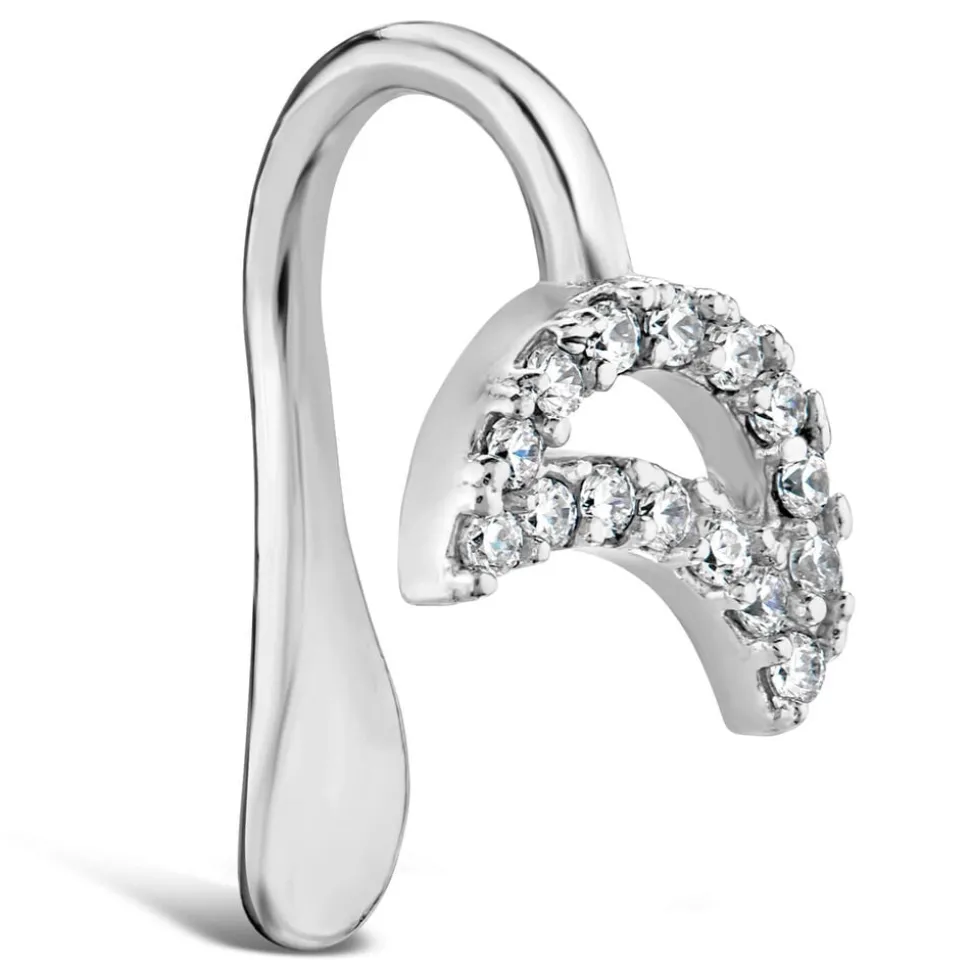Sterling Silver Cubic Zircona Moon Single Cuff Earring