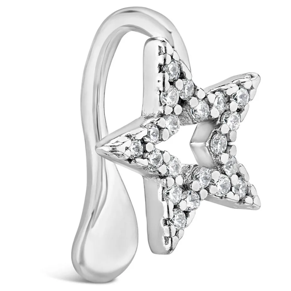 Sterling Silver Cubic Zirconia Single Cuff Earring
