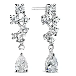 Sterling Silver Cubic Zirconia Pear Drop Earrings
