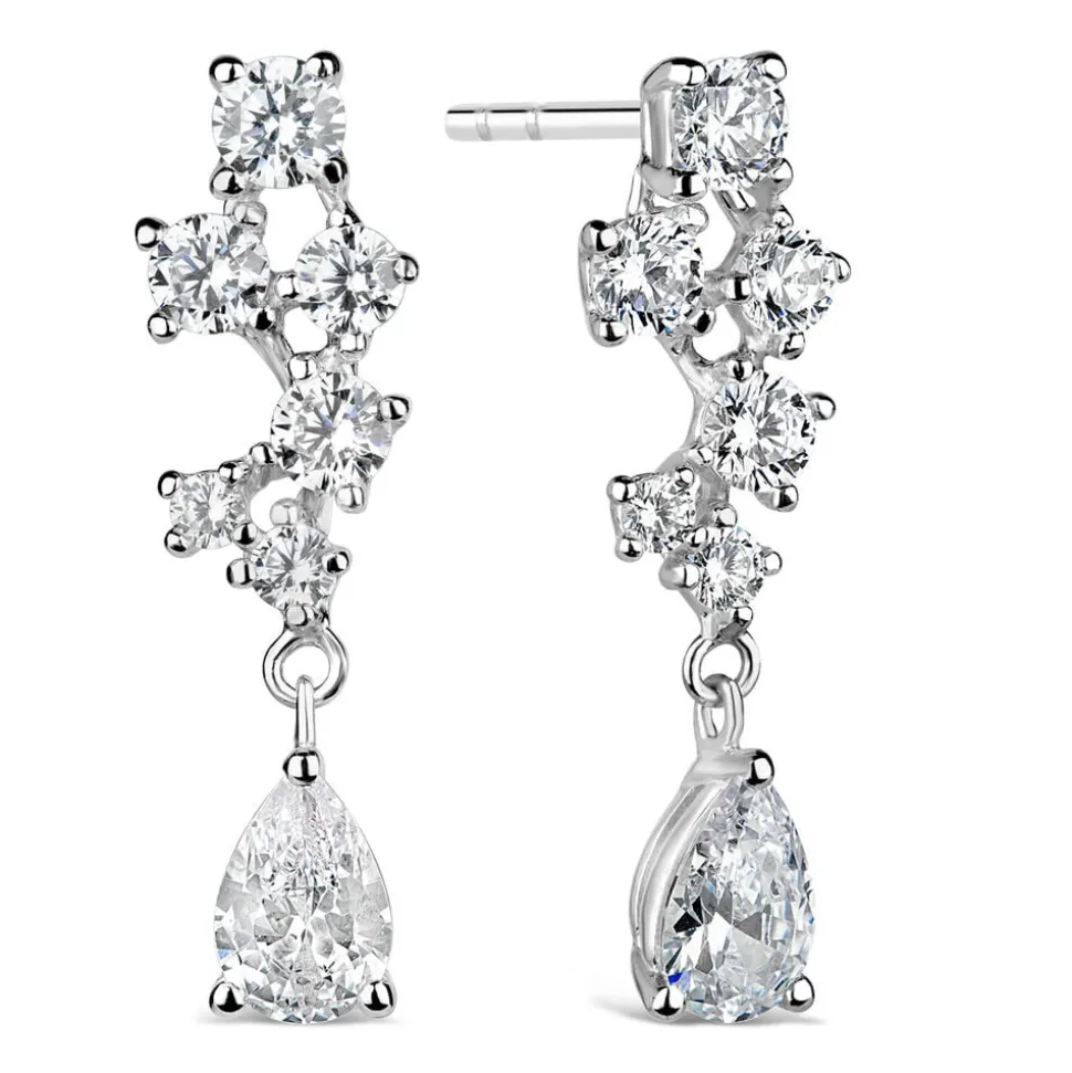 Sterling Silver Cubic Zirconia Pear Drop Earrings