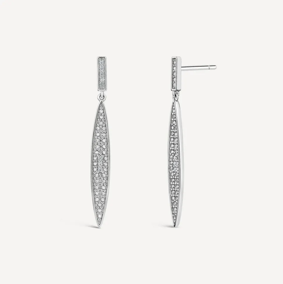Sterling Silver Cubic Zirconia Spear Shaped Drop Earrings
