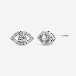 Sterling Silver Cubic Zirconia Protective Eye Stud Earrings