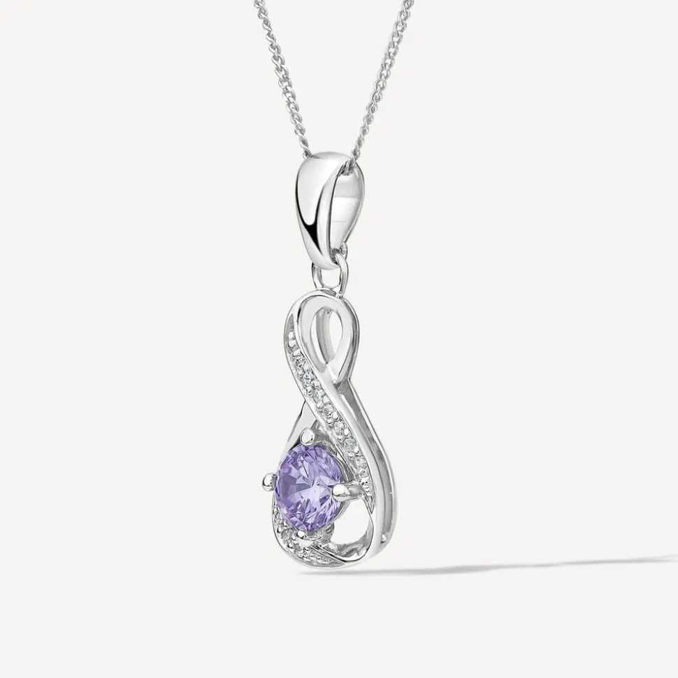 Sterling Silver Cubic Zirconia June Birthstone Infinity Pendant