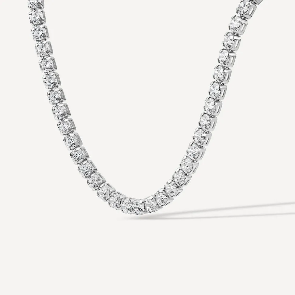 Sterling Silver Cubic Zirconia Tennis Necklet
