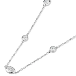 Sterling Silver Cubic Zirconia Round & Oval Necklet