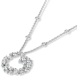 Sterling Silver Cubic Zirconia Swirl Shaped Pendant (Chain Included)