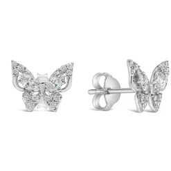 Sterling Silver Cubic Zirconia Setting Butterfly Studs