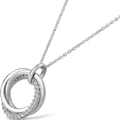 Sterling Silver Cubic Zirconia Polished Triple Circle Pendant (Chain Included)
