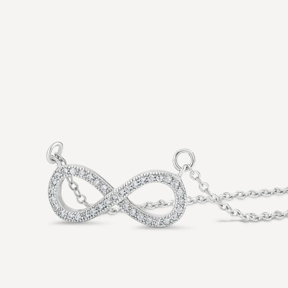 Sterling Silver Cubic Zirconia Inifinity Necklet