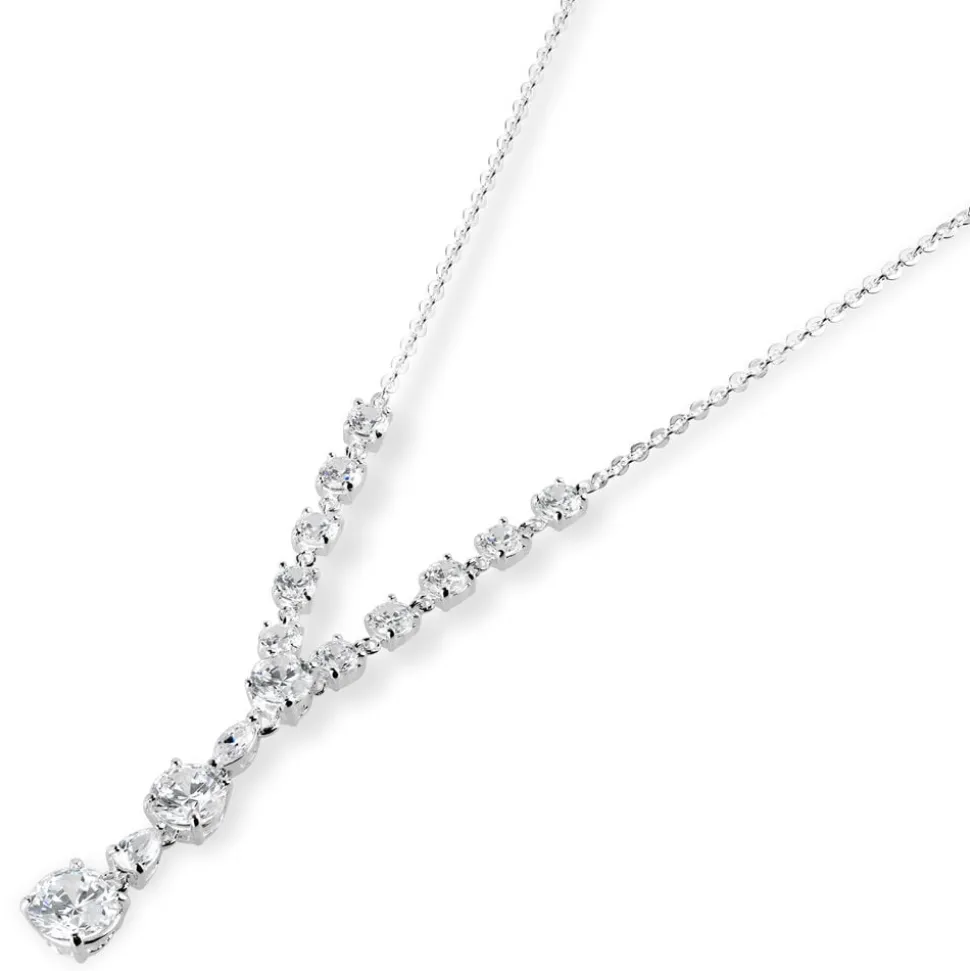 Sterling Silver Cubic Zirconia Multi Stone Necklet
