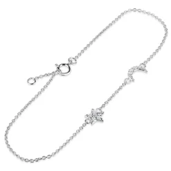 Sterling Silver Cubic Zirconia Moon & Star Bracelet