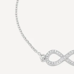 Sterling Silver Cubic Zirconia Infinity Chain Bracelet