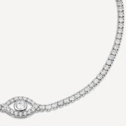 Sterling Silver Cubic Zirconia Protective Eye Tennis Bracelet