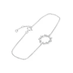 Sterling Silver Cubic Zirconia Baguette Open Circle Bracelet