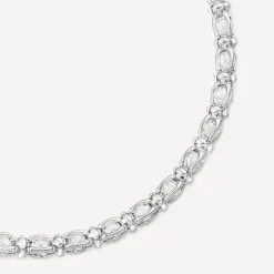Sterling Silver Cubic Zirconia Set Rope Link Bracelet