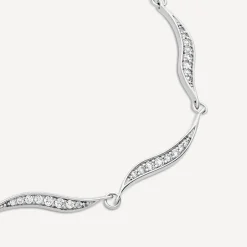 Sterling Silver Cubic Zirconia Pave Wave Bracelet