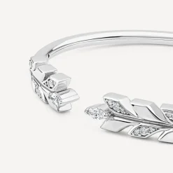 Sterling Silver Cubic Zirconia Opened Laurel Styled Bangle