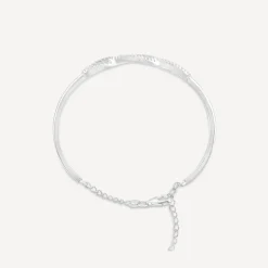 Sterling Silver Cubic Zirconia 3 Loop Bangle