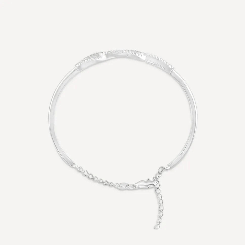 Sterling Silver Cubic Zirconia 3 Loop Bangle
