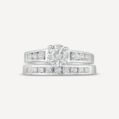 Sterling Silver Cubic Zirconia Promise Bridal Set Ring