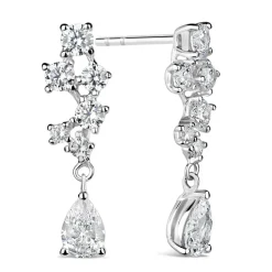 Sterling Silver Cubic Zirconia Pear Drop Earrings