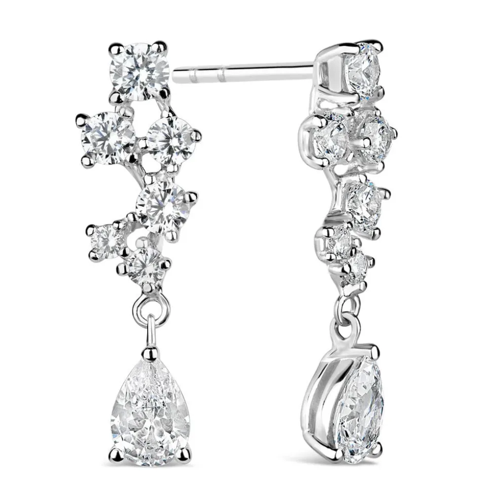 Sterling Silver Cubic Zirconia Pear Drop Earrings