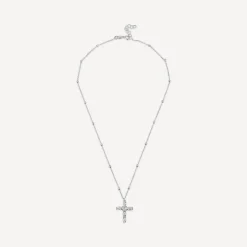 Sterling Silver Cubic Zirconia Cross Chain Necklet