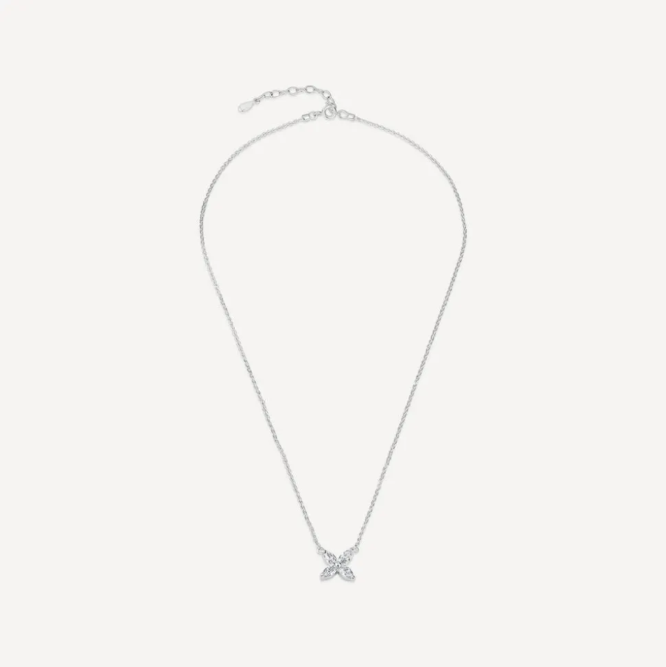 Sterling Silver Cubic Zirconia Kiss Pendant Hammock Necklet
