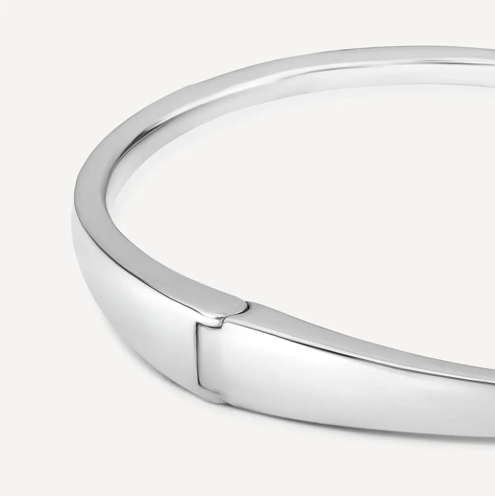 Sterling Silver Cubic Zirconia Open Nail Bangle