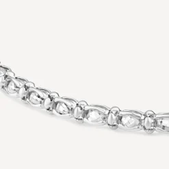 Sterling Silver Cubic Zirconia Set Rope Link Bracelet