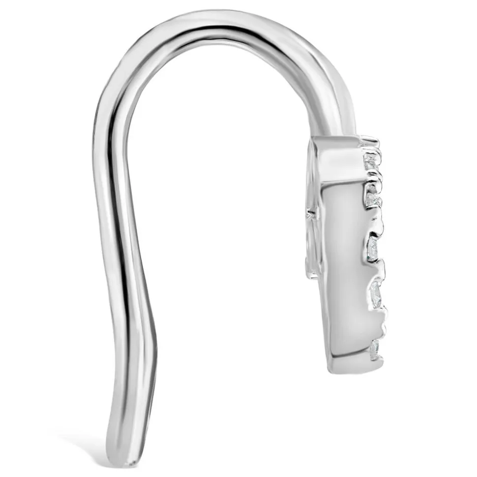 Sterling Silver Cubic Zircona Moon Single Cuff Earring