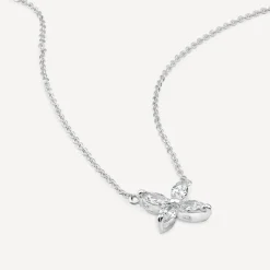 Sterling Silver Cubic Zirconia Kiss Pendant Hammock Necklet