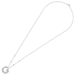 Sterling Silver Cubic Zirconia Swirl Shaped Pendant (Chain Included)