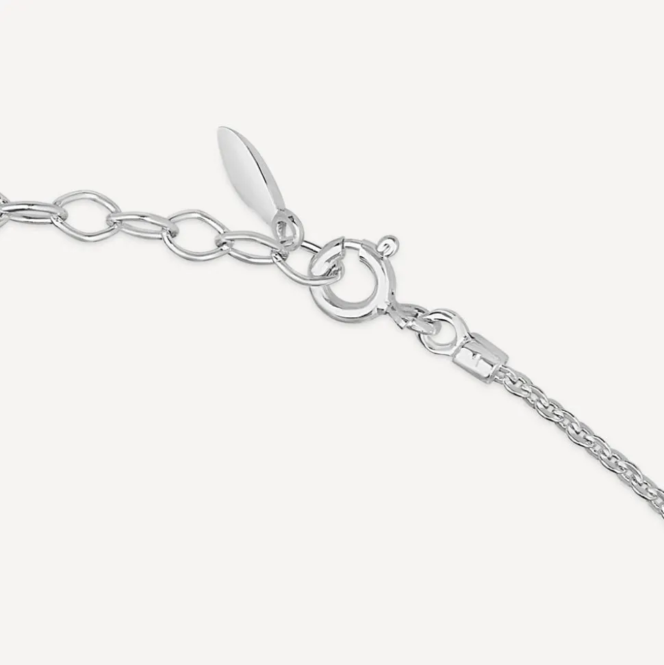 Sterling Silver Cubic Zirconia Flower and Cubic Zirconia Cluster Pearl Drop Necklet