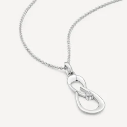 Sterling Silver Cubic Zirconia Open Double Loop Pendant