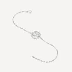 Sterling Silver Cubic Zirconia Tree of Life Chain Bracelet
