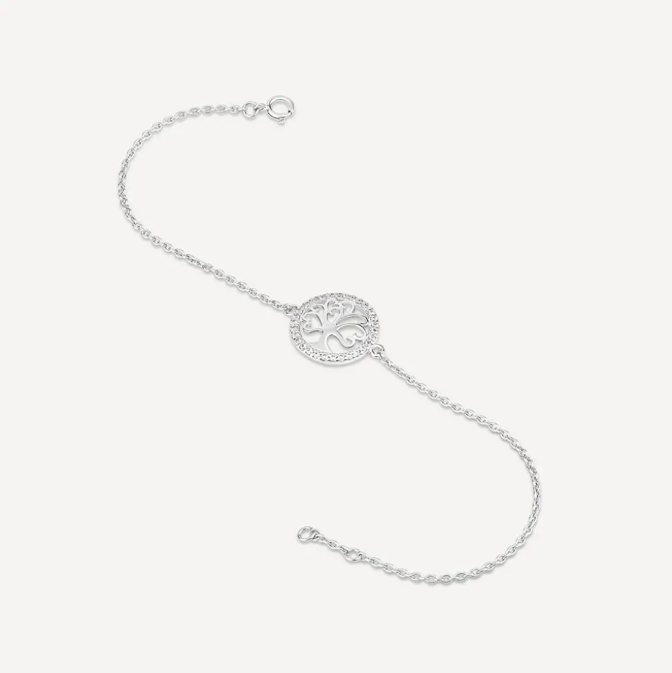 Sterling Silver Cubic Zirconia Tree of Life Chain Bracelet